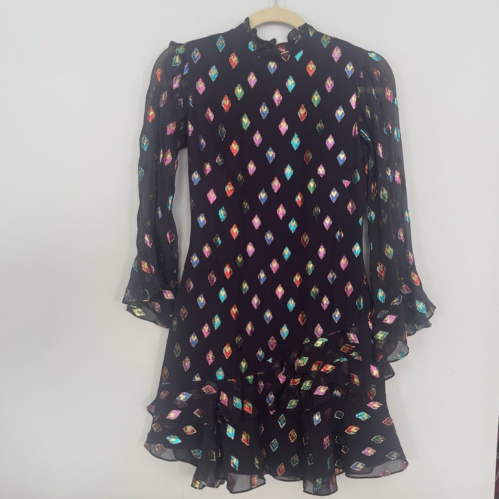 Saloni Marissa Mini Dress in Black Rainbow